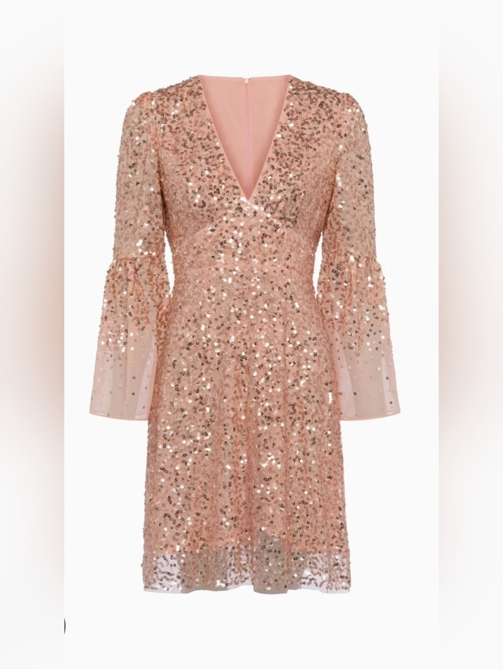 NWT! Sequin Summer French Connection Anthro Cellienne Dusty Pink Midi Dress 10